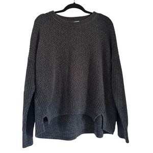 Universal Thread Gray Textured Knit Sweater High Low Womens Large Cotton Blend